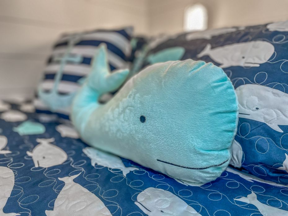 Whale Pillow on the Bed